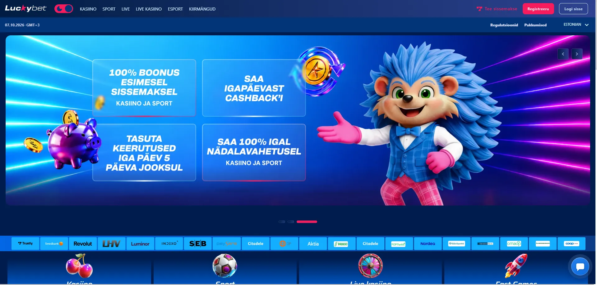 Luckybet casino tervitusboonus kuni €5000 ja 200 tasuta spinni